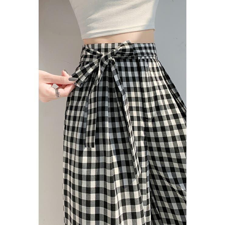 ギンガムチェック柄 ロングパンツ ウエストゴム | JS FASHION | 詳細画像11