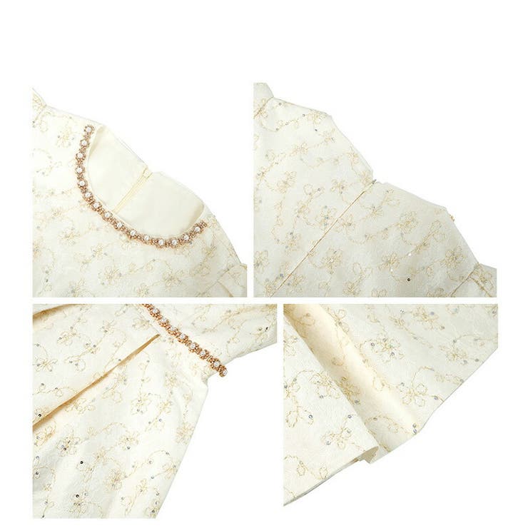 Aライン パーティードレス ベージュ Select Shop Aライン刺繍ドレス ピンクベージュ/M｜結婚式