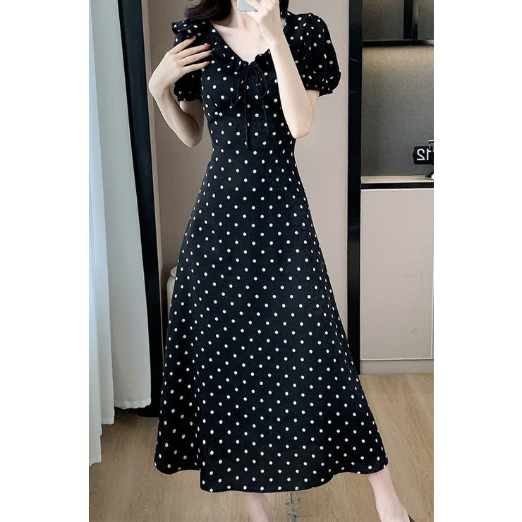 ワンピース 全2色 ドット柄[品番：JSFW0013842]｜JS FASHION