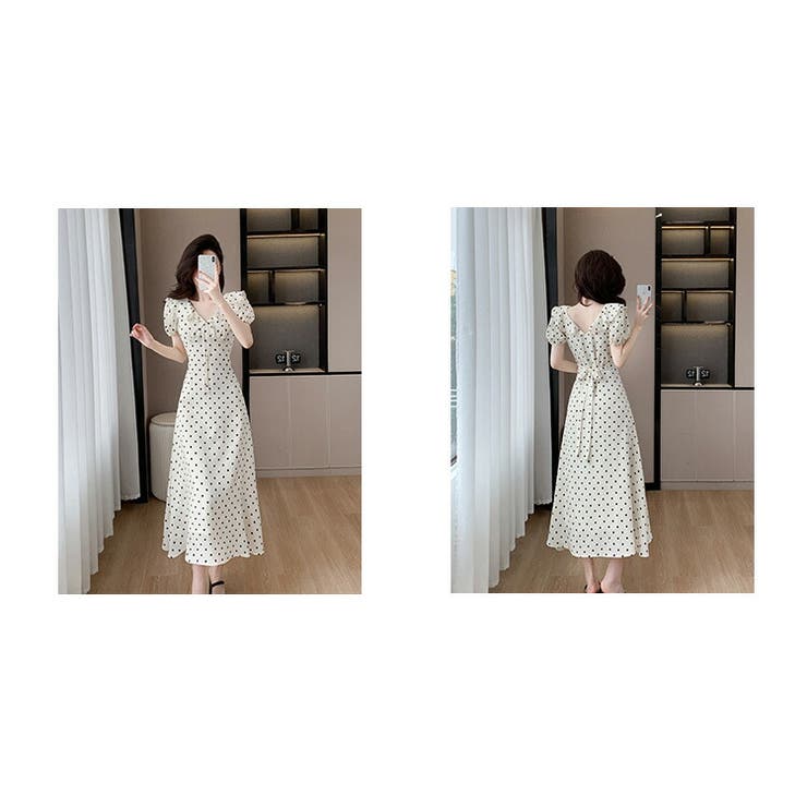 ワンピース 全2色 ドット柄[品番：JSFW0013842]｜JS FASHION