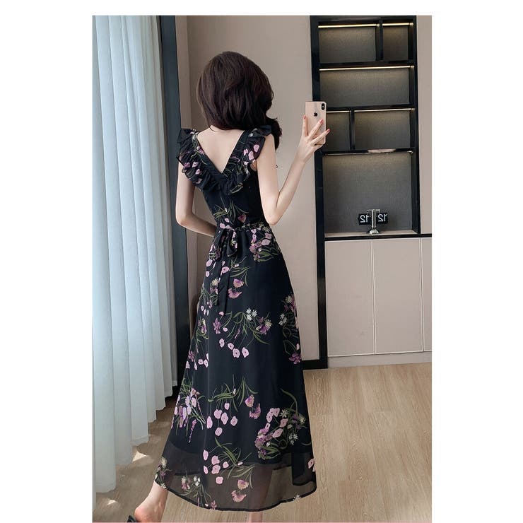 卸売 花柄 スクエアネック[品番：JSFW0013883]｜JS ワンピース 100（95～104cm）