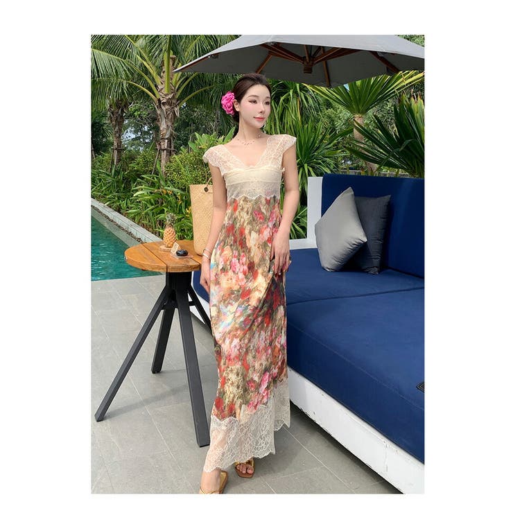 リゾートワンピ バックレース 花柄 | JS FASHION | 詳細画像7 