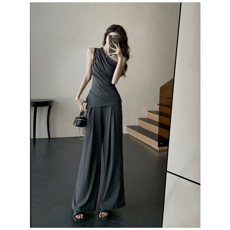 リュクス セットアップ ワンショルダー スカート 2色 hr4499 トッコクローゼット tocco closet バックレースアップハート
