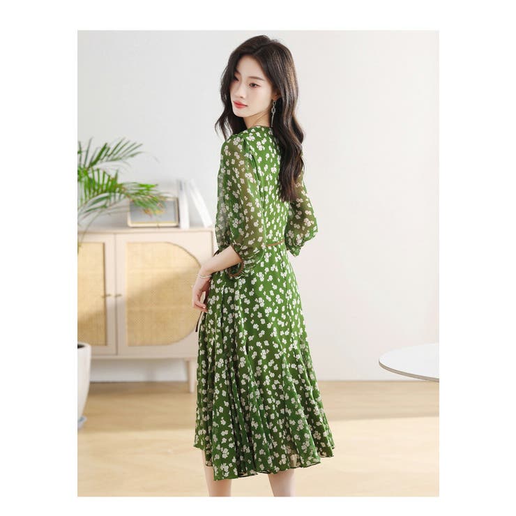 花柄ワンピ 全2色 シフォン[品番：JSFW0013782]｜JS FASHION
