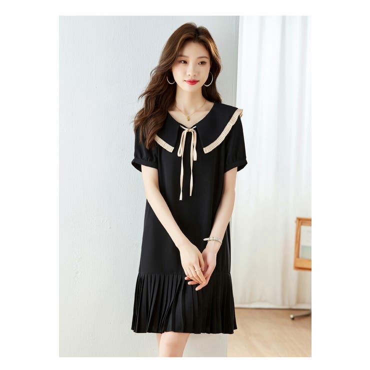 ワンピース ビッグカラー 裾プリーツ | JS FASHION | 詳細画像6 