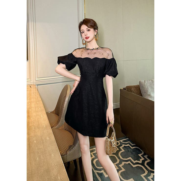 アクカ シアーショルダードレス ワンピース 発表会 表彰 セレブ 高級 美ライン アクカ シアーショルダードレス ワンピース 発表会 表彰 セレブ 高級