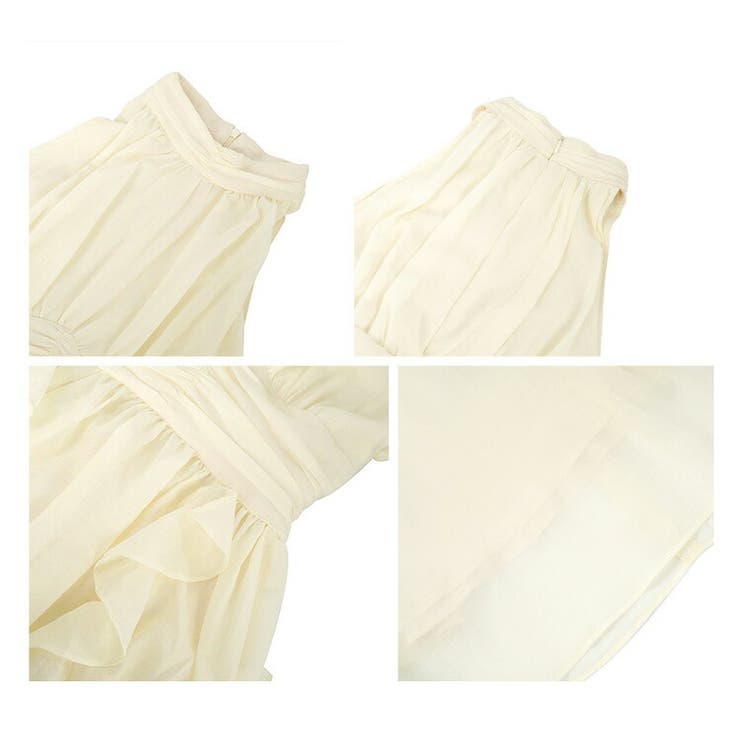 【送料無料】 ロングワンピース ノースリーブ[品番：JSFW0014018]｜JS フリル ワンピース