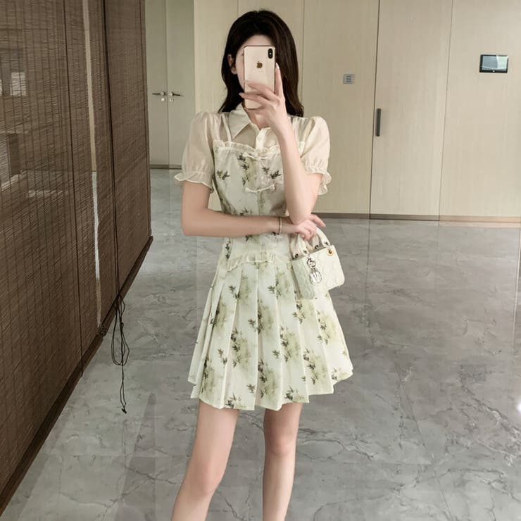 セットアップ 上下セット カシュクール トップス シフォン スカート カットソー フレアスカート 膝下 ロング ロング丈 袖あり 長袖 Vネック 襟なし フレア Aライン ドッキング ふわふわ ウエストゴム 透け感 2点セット ツーピース かわいい 大人可愛い きれいめ シンプル セットアップ 上下セット カシュクール トップス シフォン スカート