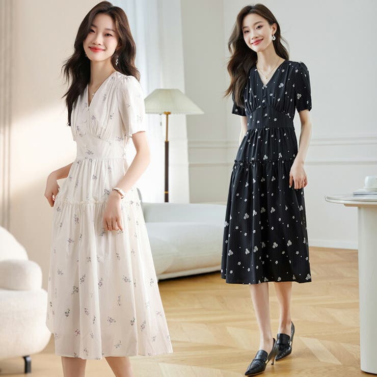 花柄 ワンピース 全2色[品番：JSFW0014082]｜JS FASHION（ジェー