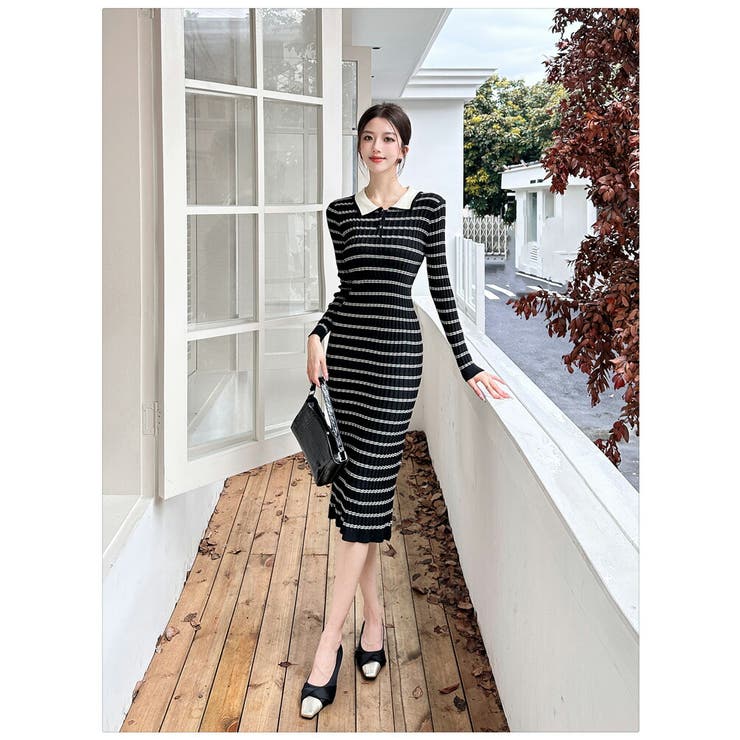 【T-ポイント5倍】 襟付き FASHION 全2色[品番：JSFW0014280]｜JS ニットワンピース ワンピース