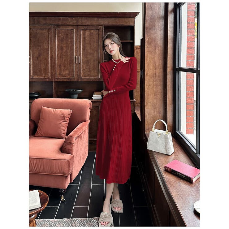 ニットワンピース ロング丈 全4色