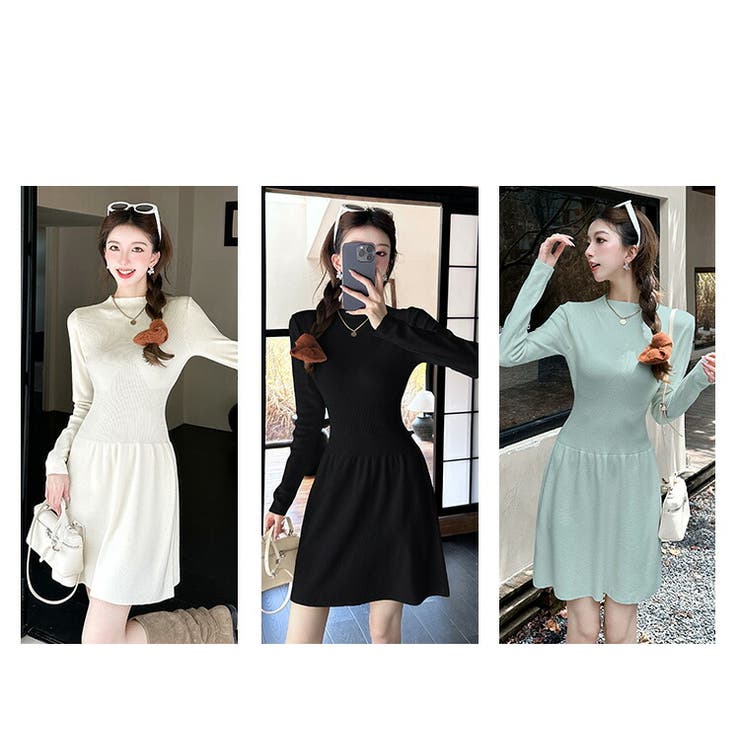 Aライン ニットワンピース 全3色[品番：JSFW0014364]｜JS