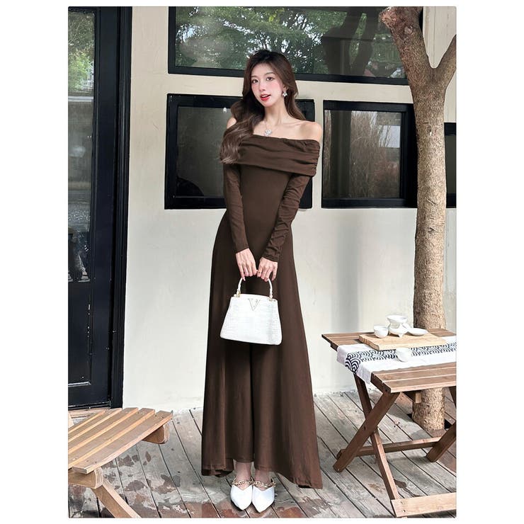 特価商品  オフショルダー ロングワンピース 全4色[品番：JSFW0014300]｜JS ワンピース