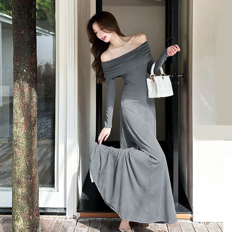 オフショルダー ロングワンピース 全4色[品番：JSFW0014300]｜JS  FASHION（ジェーエスファッション）のレディースファッション通販｜SHOPLIST（ショップリスト）