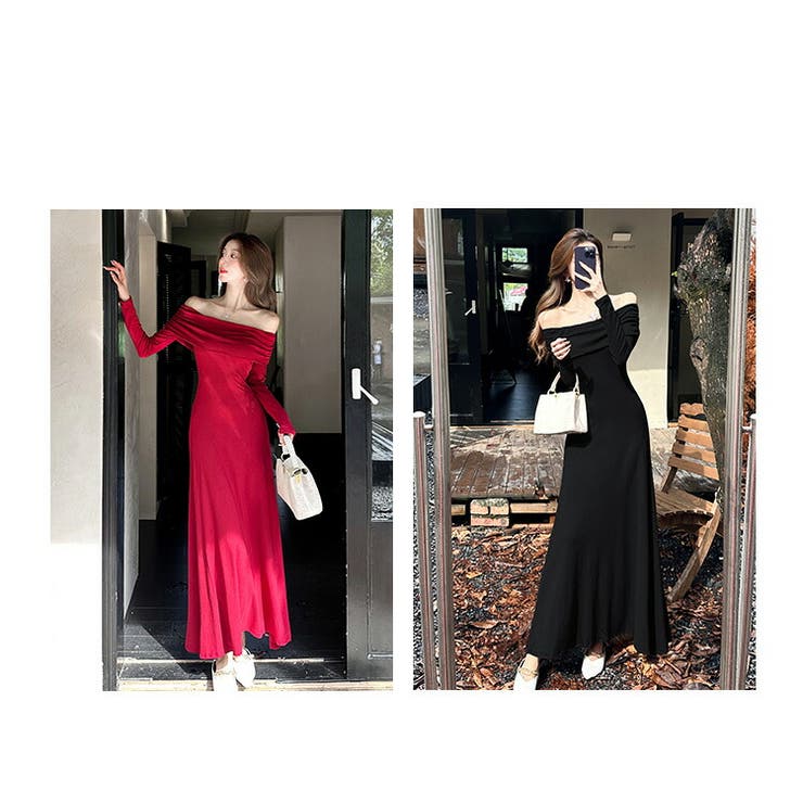 オフショルダー ロングワンピース 全4色[品番：JSFW0014300]｜JS