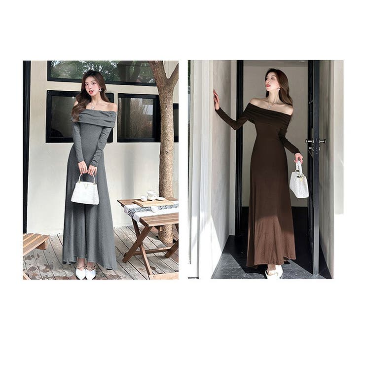 オフショルダー ロングワンピース 全4色[品番：JSFW0014300]｜JS