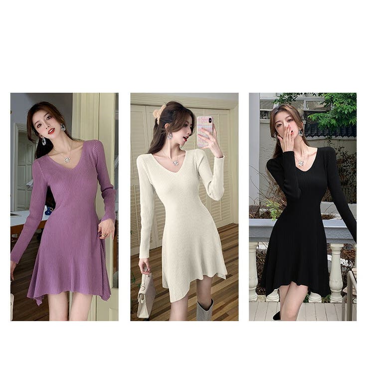 ニットワンピース Aライン 全6色[品番：JSFW0014088]｜JS