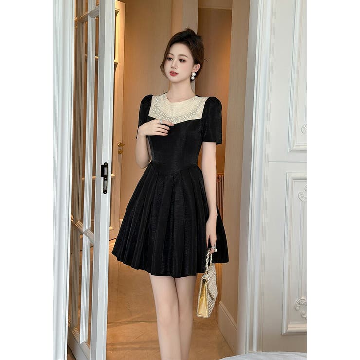 パーティードレス バイカラー フィット＆フレア[品番：JSFW0014112