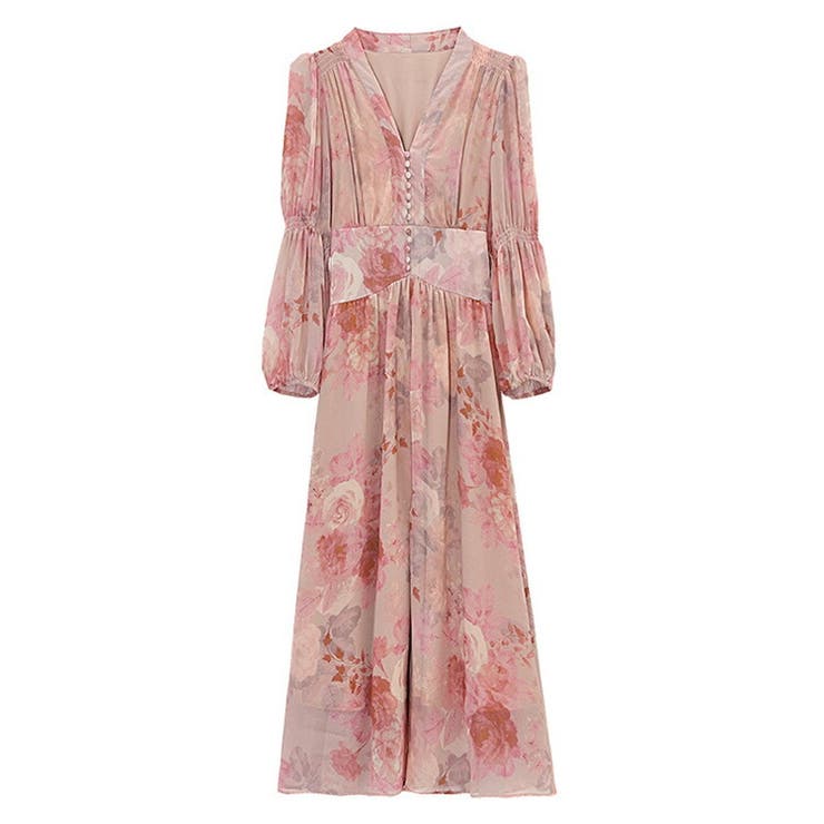 花柄ワンピース シフォン Aラインワンピ[品番：JSFW0014234]｜JS