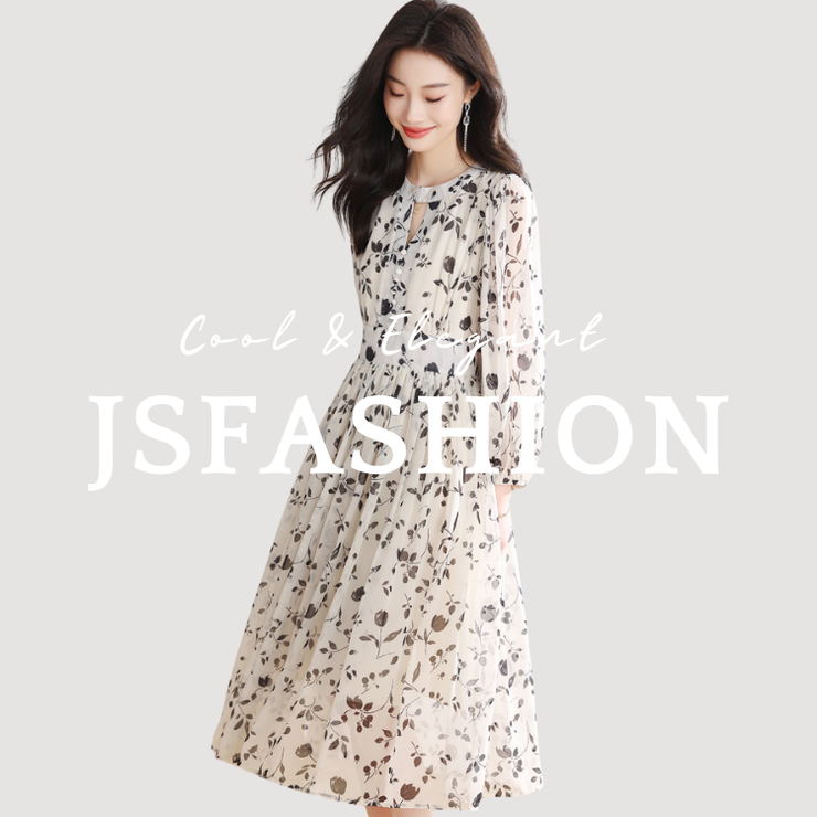 花柄ワンピース シフォン Aライン[品番：JSFW0012739]｜JS