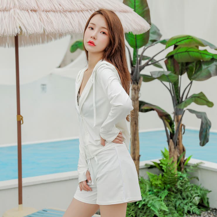 ラッシュガード上下セット 全4色水着セットアプ ショートパンツ[品番 ...