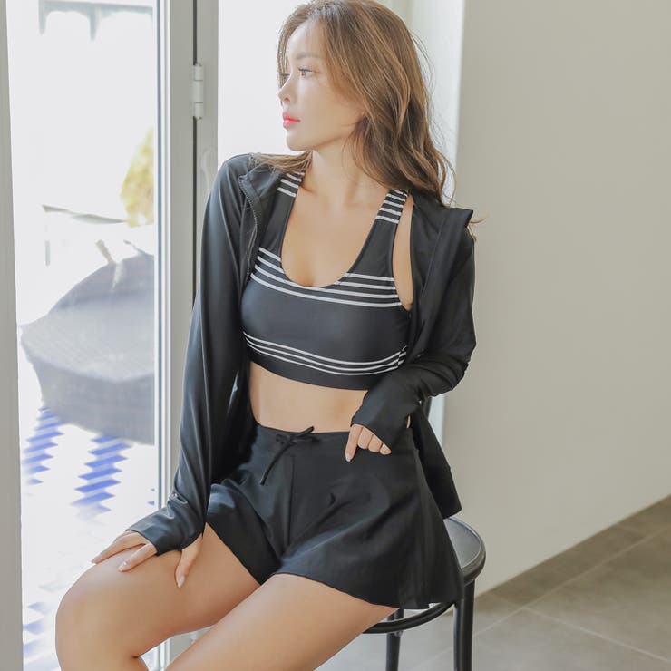 ラッシュガード付き水着4点セット 全4色 ボーダー 品番 Jsfw Js Fashion ジェーエスファッション のレディースファッション通販 Shoplist ショップリスト