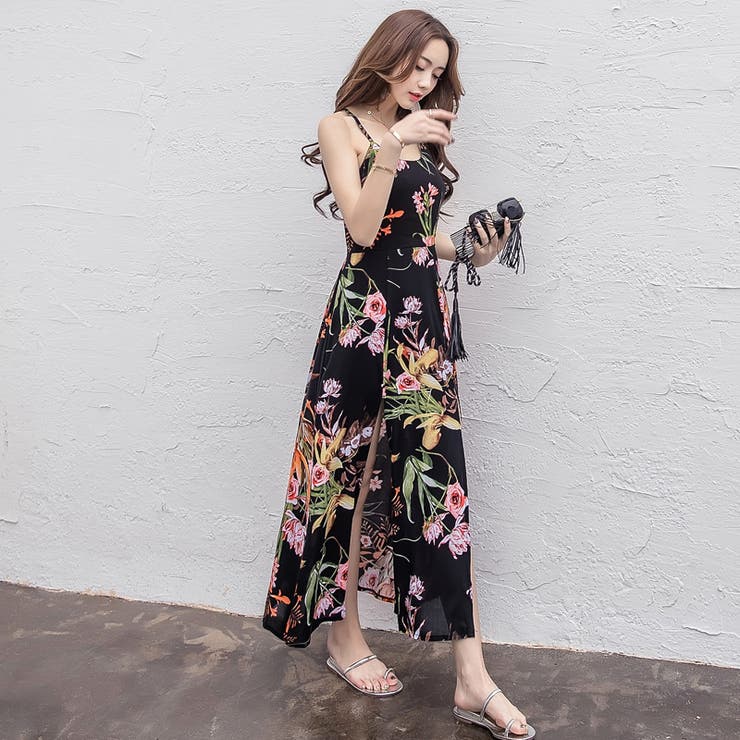 夏らしく肌出し 背中開き花柄ロングワンピース マキシ丈 品番 Jsfw Js Fashion ジェーエスファッション のレディースファッション通販 Shoplist ショップリスト