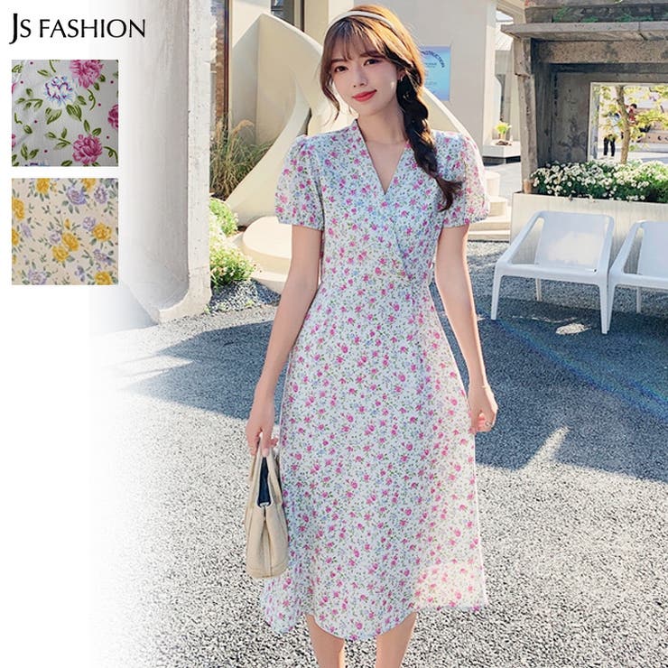 小花柄ワンピース 全2色 総柄[品番：JSFW0008498]｜JS FASHION