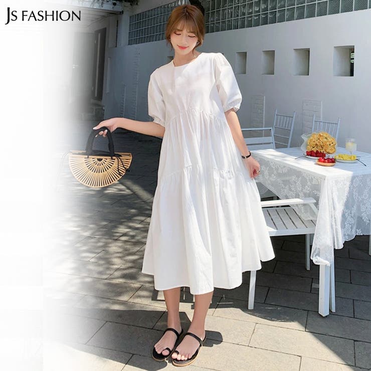 ロングワンピース 全3色 パフスリーブ[品番：JSFW0008500]｜JS