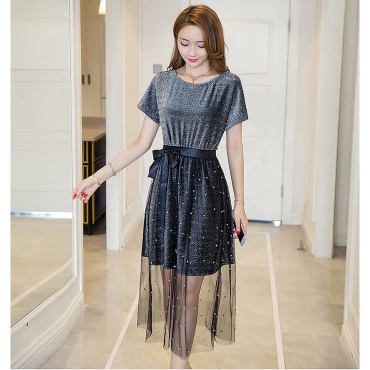 ラメワンピースとパール付きシアースカート2点セット セットアップ 半袖 品番 Jsfw Js Fashion ジェーエスファッション のレディースファッション通販 Shoplist ショップリスト