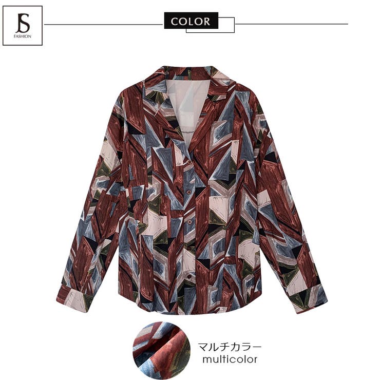 シャツトップス 柄プリント 柄物トップス[品番：JSFW0007110