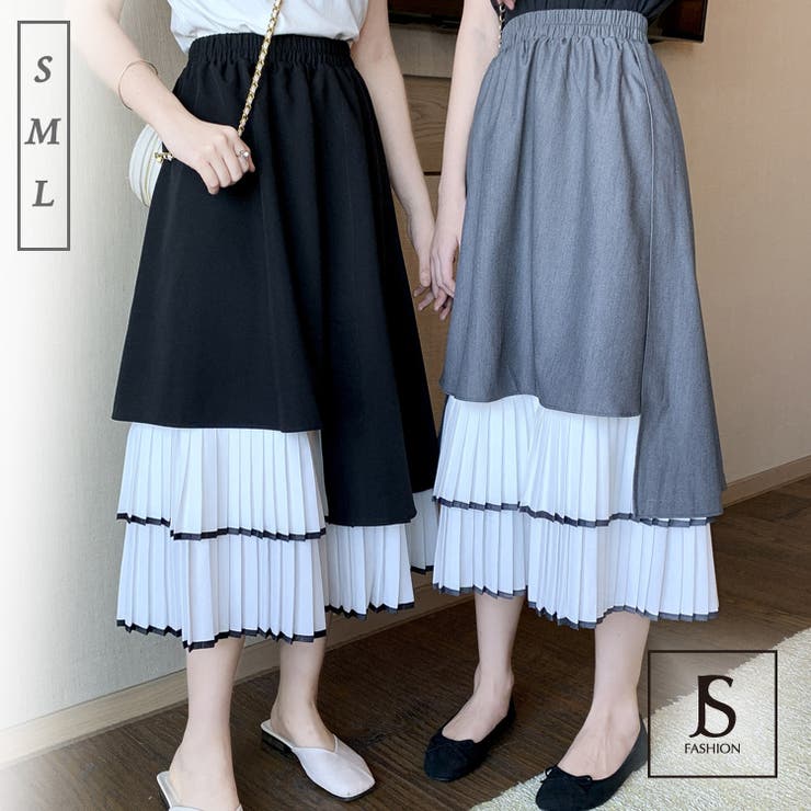 ロングスカート 全2色 プリーツ切替 | JS FASHION | 詳細画像1 