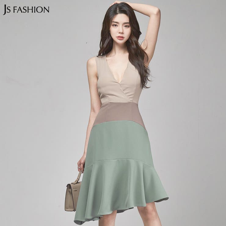 パーティードレス カラー切替 アシンメトリーワンピース 品番 Jsfw Js Fashion ジェーエスファッション のレディース ファッション通販 Shoplist ショップリスト