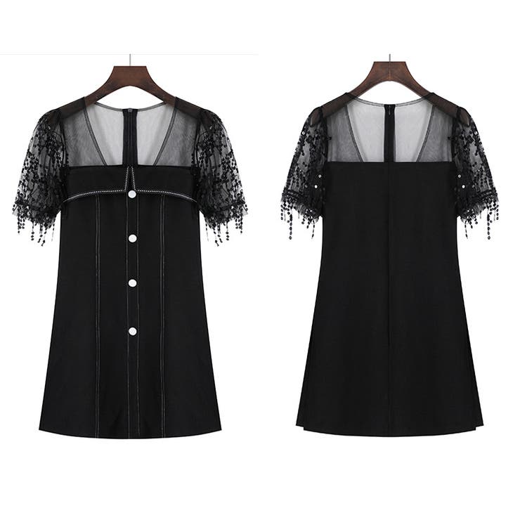 【ブルマリン】スパンコール付ミニワンピース スパンコールミニワンピース - ブラック - レディース | H&M JP