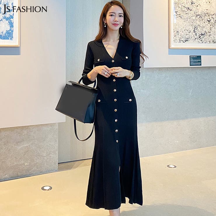 ニットワンピース フロントボタン リブニット 品番 Jsfw Js Fashion ジェーエスファッション のレディースファッション通販 Shoplist ショップリスト