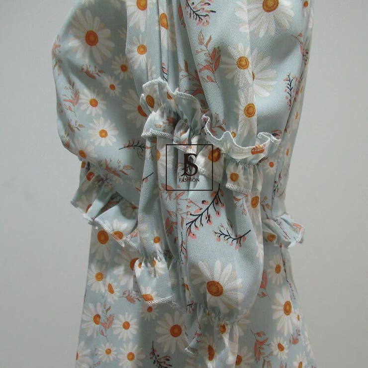 花柄ワンピース シフォンワンピース 半袖[品番：JSFW0008308