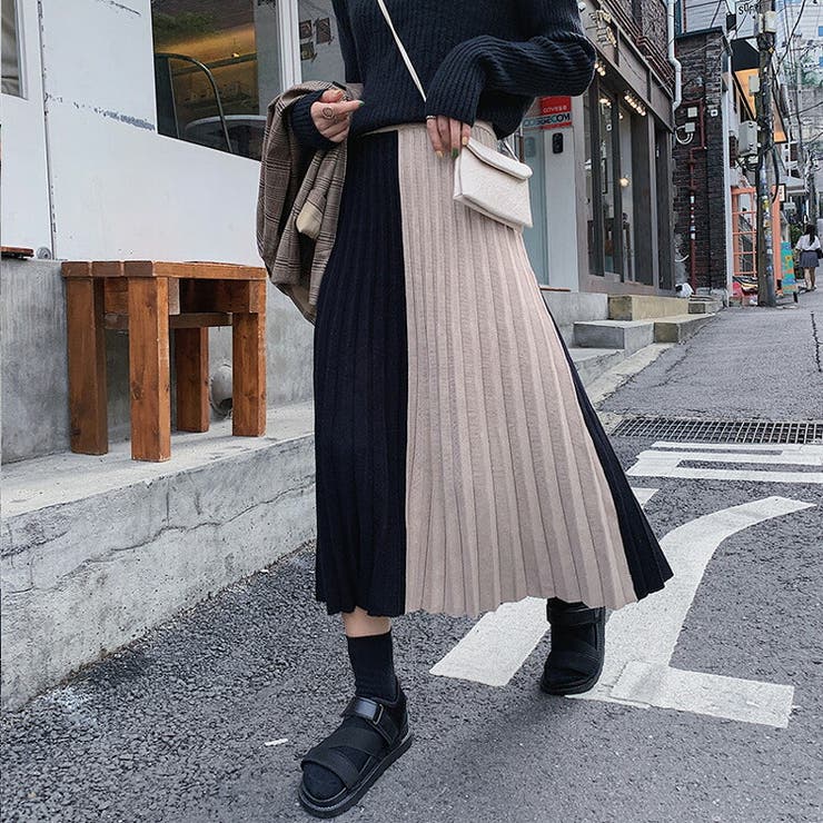 【Massimo dutti】プリーツディテールニットスカート MassimoDutti】日本未入荷☆ディテールプリーツミディスカート