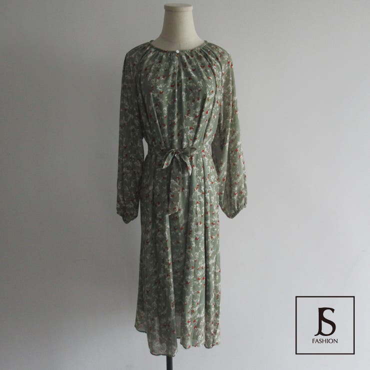 ロングワンピース 2色 小花柄[品番：JSFW0006580]｜JS FASHION