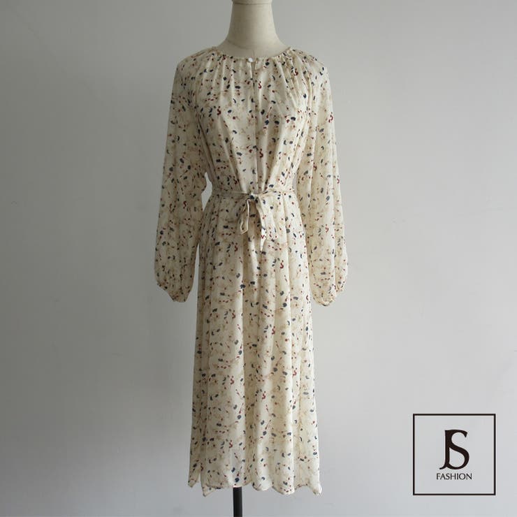 ロングワンピース 2色 小花柄[品番：JSFW0006580]｜JS FASHION