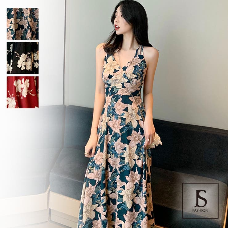 ワンピース HANA 花柄ワンピース 春服 長袖[品番：JSFW0009263]｜JS FASHION