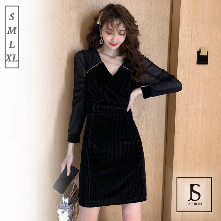パーティードレス キラキララメ素材とベロア素材切替 タイトワンピース 品番 Jsfw Js Fashion ジェーエスファッション のレディースファッション通販 Shoplist ショップリスト