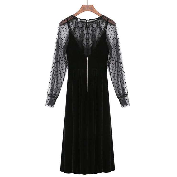 セットアップ シースルートツプスとベロアキャミワンピース2点