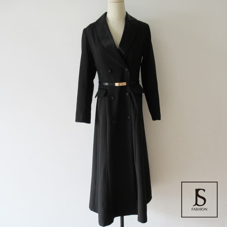 ロングドレス コートワンピース ダブルボタン[品番：JSFW0006928