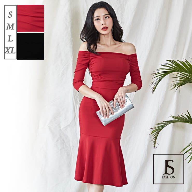 パーティードレス 2色 オフショルダー[品番：JSFW0006972]｜JS