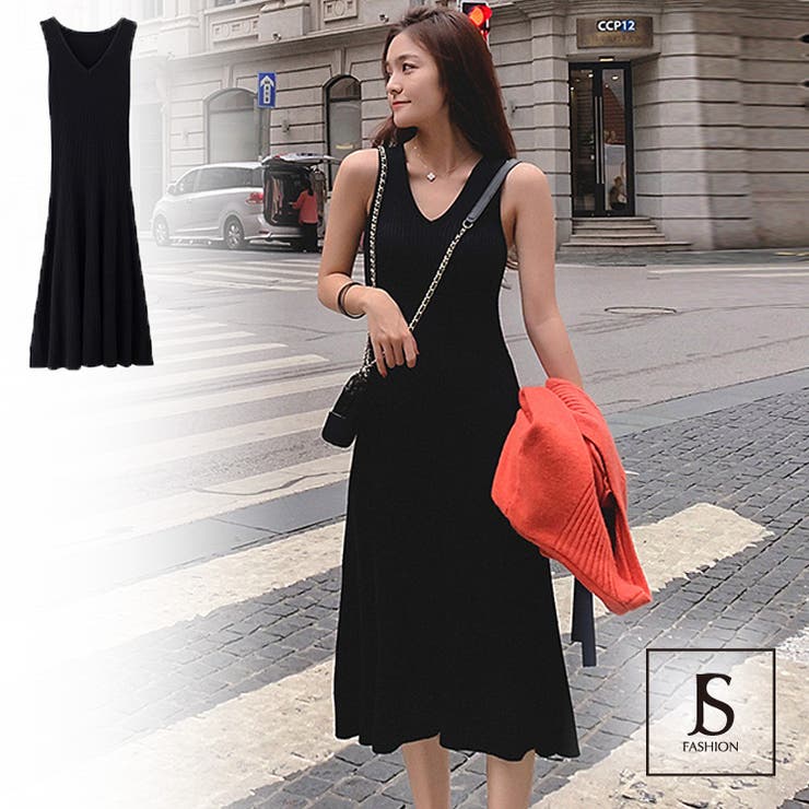 ブラック ノースリーブ ニットワンピース ノースリーブニットワンピース｜KarLParkLane Style ONLINE SHOP