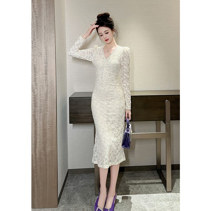 ドレスワンピース パーティードレス Vネック[品番：JSFW0014719]｜JS