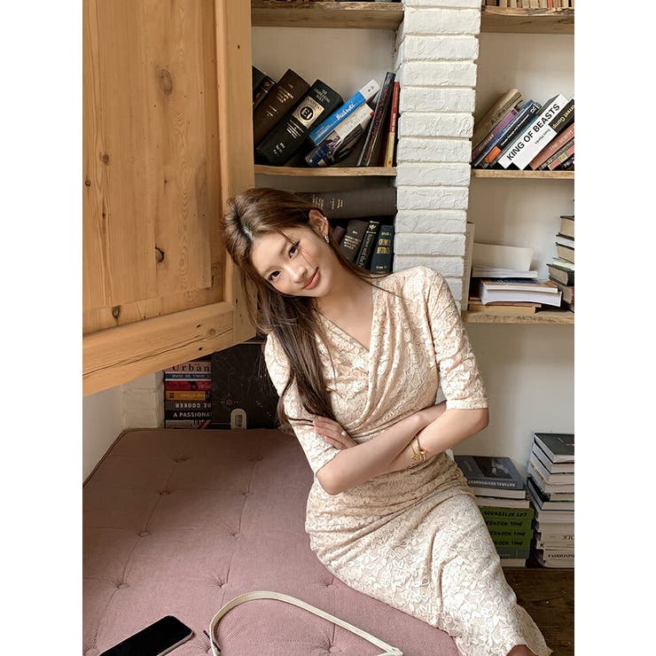 レースワンピース カシュクール Vネック | JS FASHION | 詳細画像8 