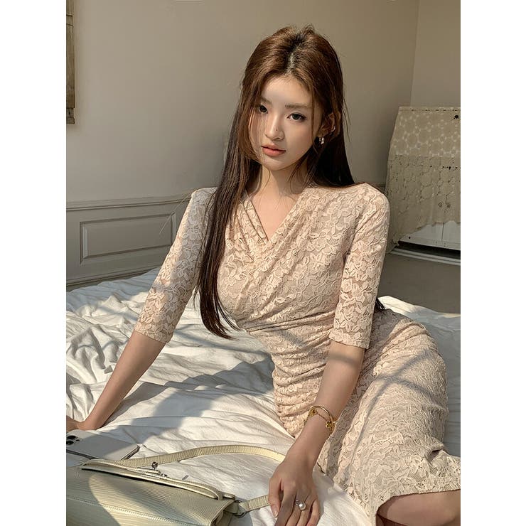 レースワンピース カシュクール Vネック | JS FASHION | 詳細画像11 