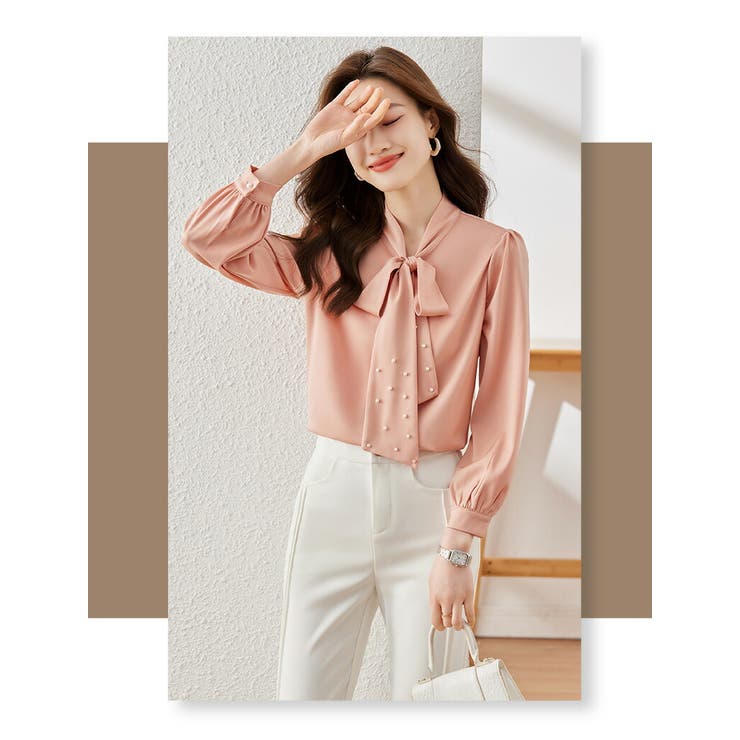 ブラウス 全2色 パール付き[品番：JSFW0014767]｜JS FASHION