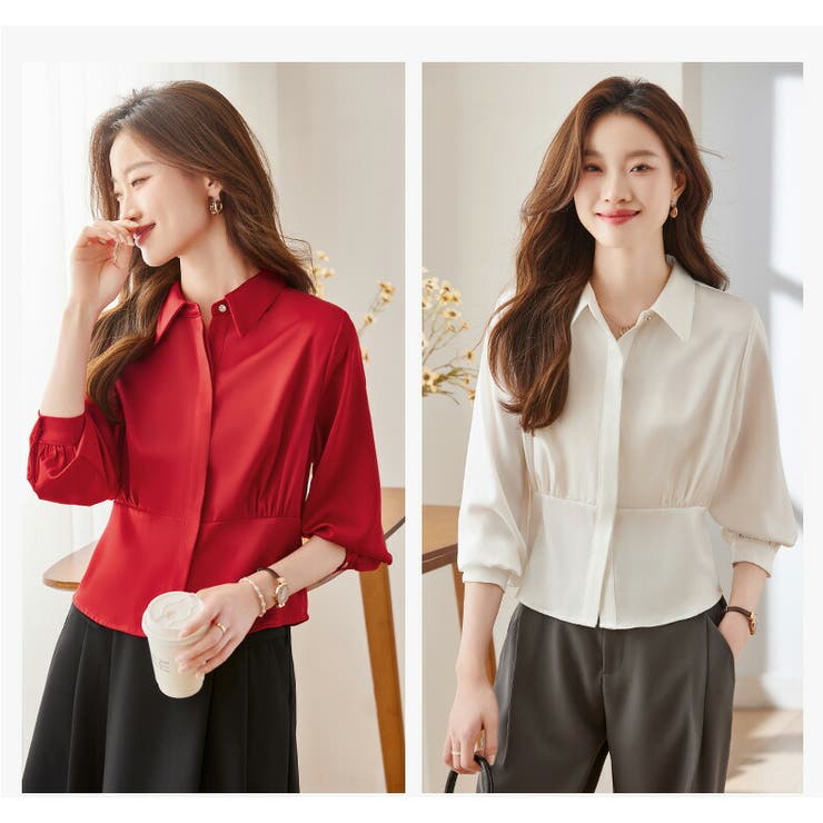 ブラウス 全2色 タック入り[品番：JSFW0014745]｜JS  FASHION（ジェーエスファッション）のレディースファッション通販｜SHOPLIST（ショップリスト）